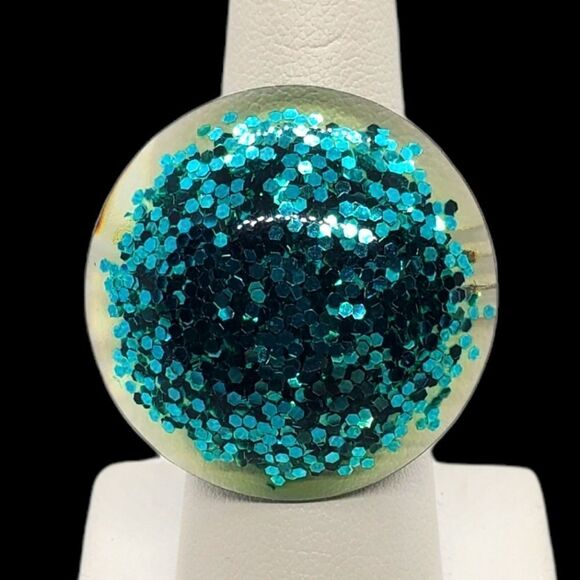 Adjustable Blue Sparkly Ring - Picture 1 of 5